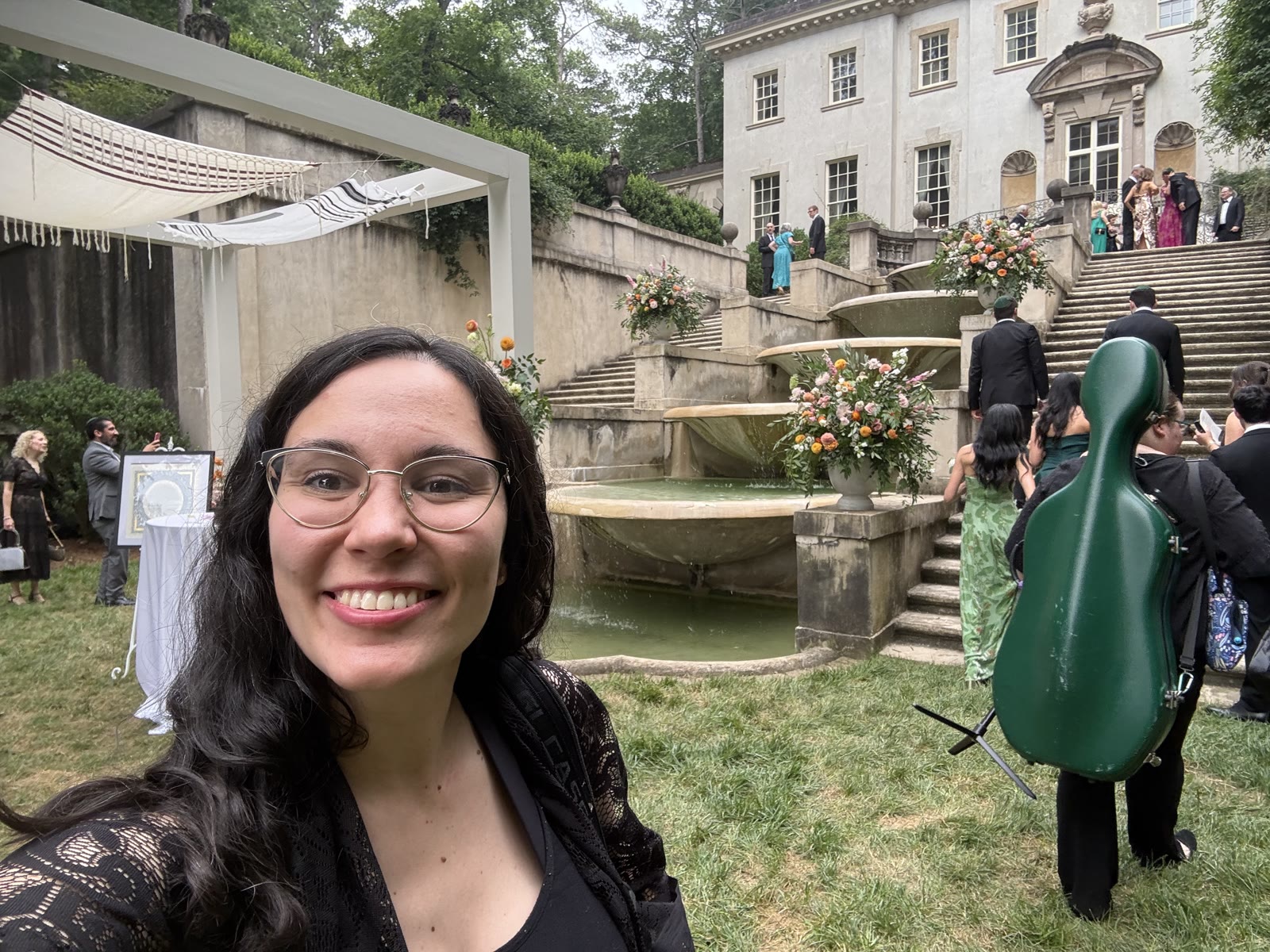 Lumina cellist at Swan House gardens, Buckhead, Atlanta